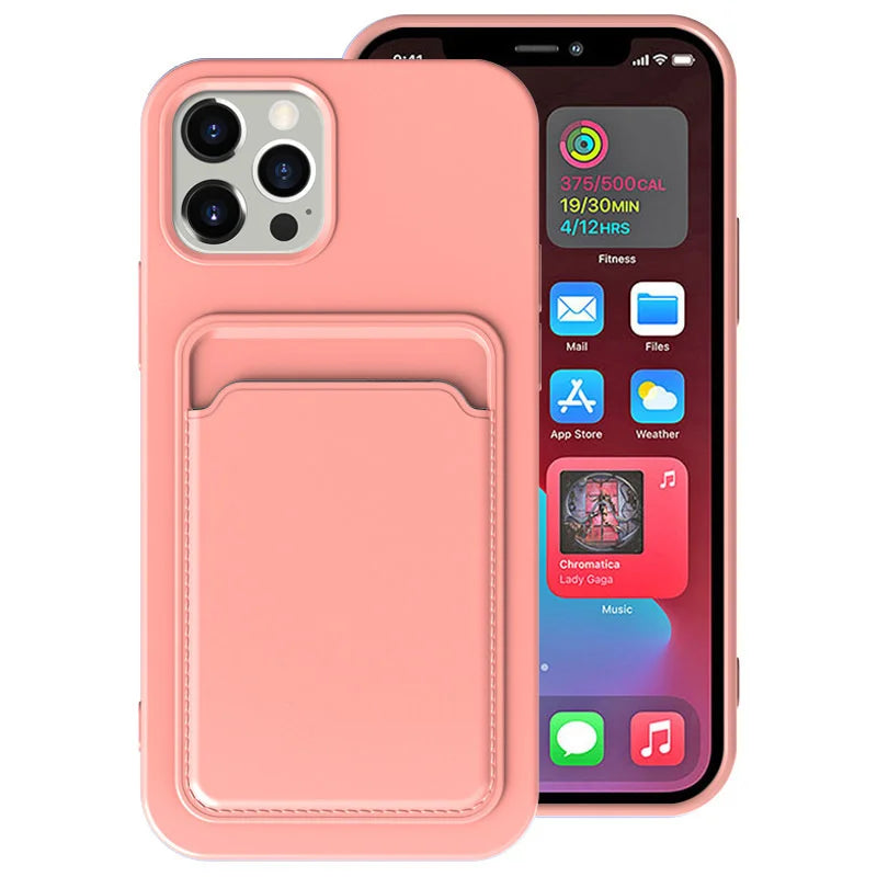 Phone Case For IPhone 16 Pro Max Case IPhone 12 Mini TPU Frosted Soft Protective Cover iPhone 14 Card Pocket 15 Plus