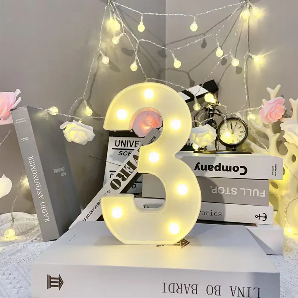 16cm LED Letter Light, Luminous Letter And Number Night Light, Suitable For Home, Bar, Wedding, Birthday Party Decoration