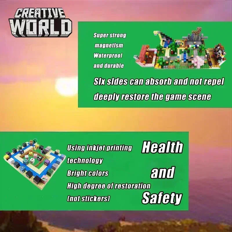 Magnetic Building Blocks Mine World Montessori Educational STEM Sensory Toy for Magnet Cube Kids Boys Girls Ages 3+ DIY Toy Gift