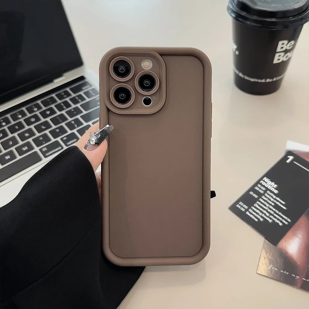 Beige Brown Black Stylish Phone Case for iPhone 16 15 14 13 12 11 Pro Max 7 8 Plus X XR XS Max, Slim Protective Shockproof Cover