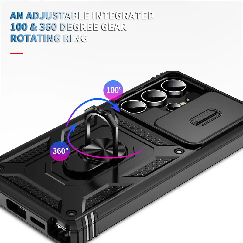 360 Full Protection Phone Case For Samsung Galaxy S25 Ultra S25 Plus Case Armor Car Magnet Ring Stand for GalaxyS25 + S 25 Cover