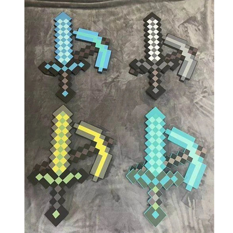 Hot Minecrafte 2pcs/set Design Figure Blue Diamond Sword Soft EVA Foam Action Figure Model Toy Ax Shovel Kits Toy For Fans Gift