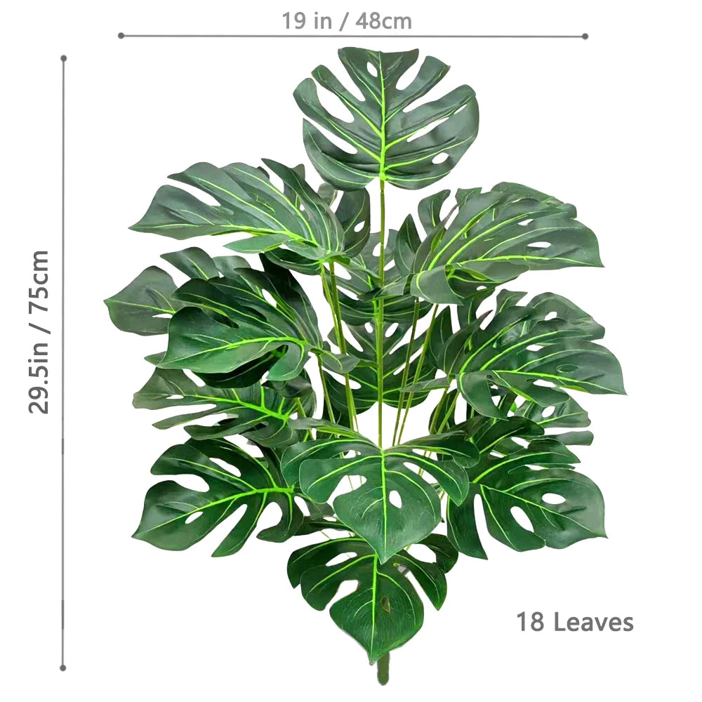 40-130cm（51.18in） Artificial Monstera Plant Fake Palm Tree Plastic Turtle Leaf Green Plant for Home Garden Room Office Decor