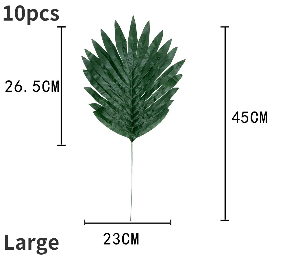 10PCS Tropical Palm Leaves Summer Monstera Artificial Silk Turtle Leaves for Home Hawaiian Luau Beach Wedding Party Decor