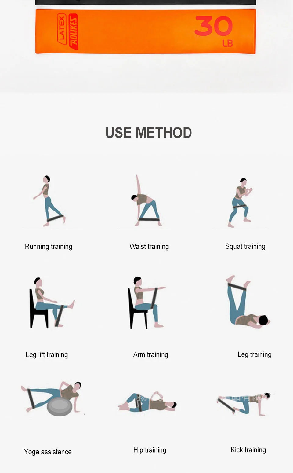 AOLIKES 1PCS Fitness Elastic Resistance Bands Home training yoga sport resistance bands Stretching Pilates Crossfit Workout Gym