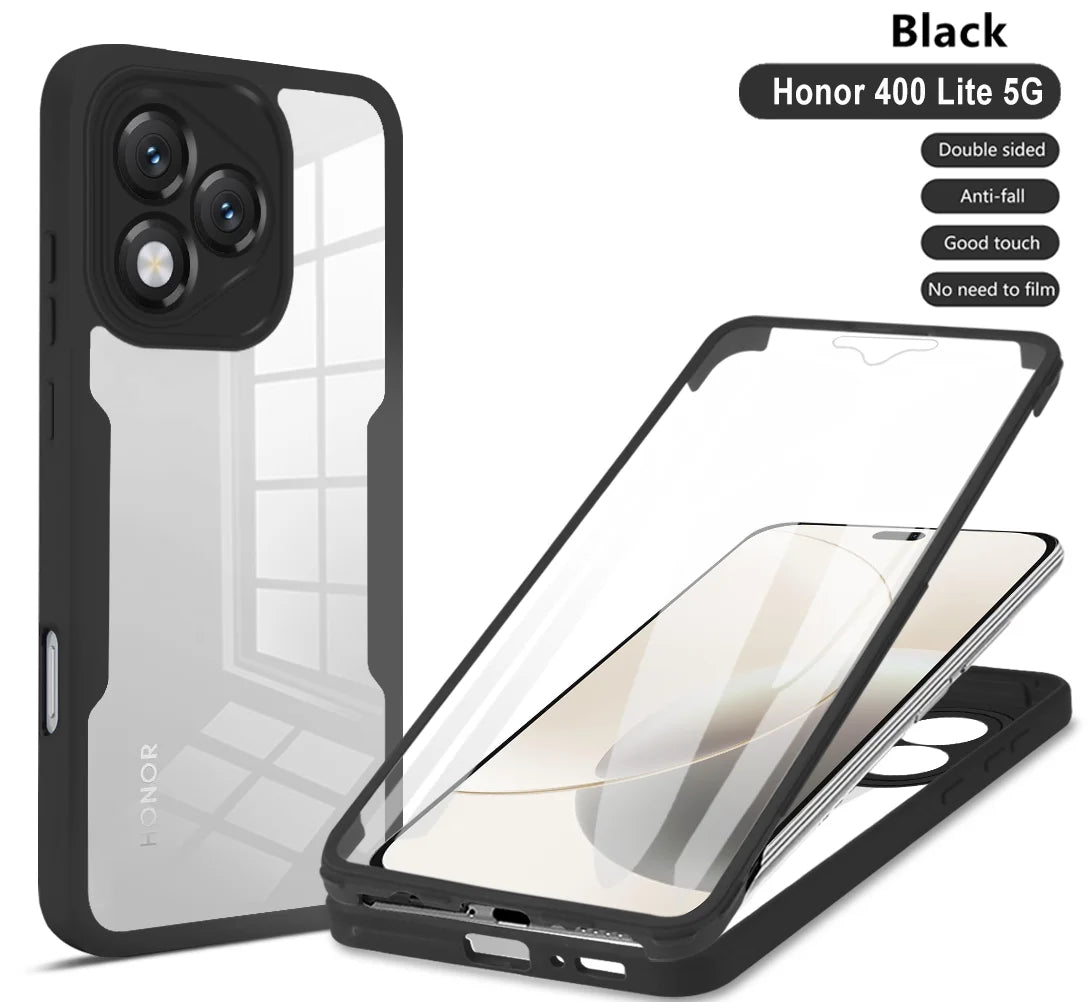 For Honor 400 Lite 5G Case 360 Full Protect Phone Cover For Honor400 Lite Honor400Lite Clear Screen With Silicone Bumper Funda