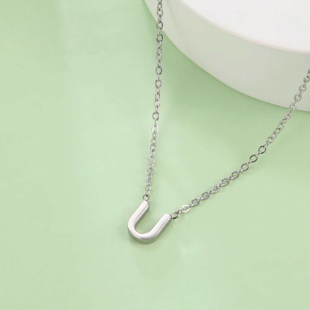 Cazador Minimalist Initial A-Z Letter Necklace for Women Alphabet Stainless Steel Choker Chains Jewelry Birthday Gift Wholesale