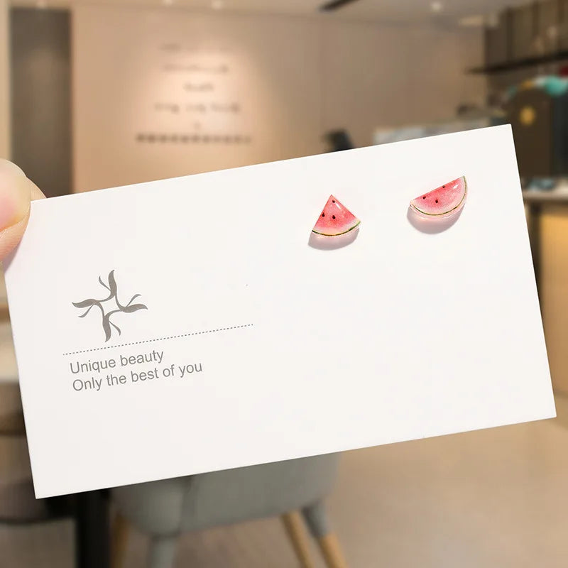 Round Magnetic Non-Piercing Clips on Stud Earrings Cute Fruit Series Stainless Steel Ear Stud Fashion Jewelry Sweet Girls 1 Pair