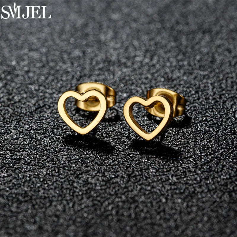Stainless Steel Earring Hollow Love Heart Fashion Stud Earrings Classic Simple Earings for Women Wedding Jewelry Bridesmaid Gift