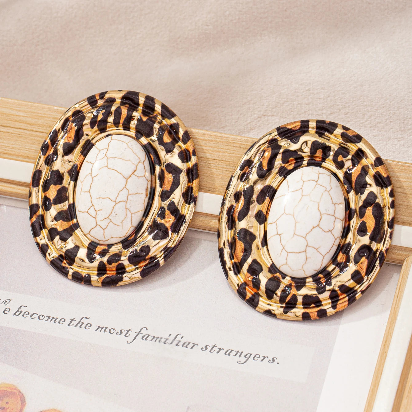 stud earrings for women Exaggerated large size Metal turquoise simple style ear accessories party OL fashion jewelry E520