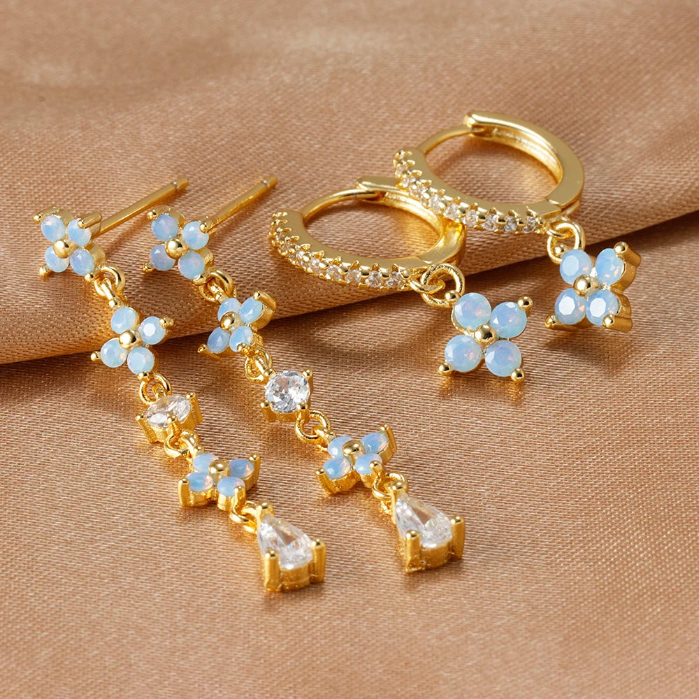 New Arrival Korean Trendy Stainless Steel Fresh Lovely Sweet Flower Stud Earrings For Women 2023 Fashion Jewelry