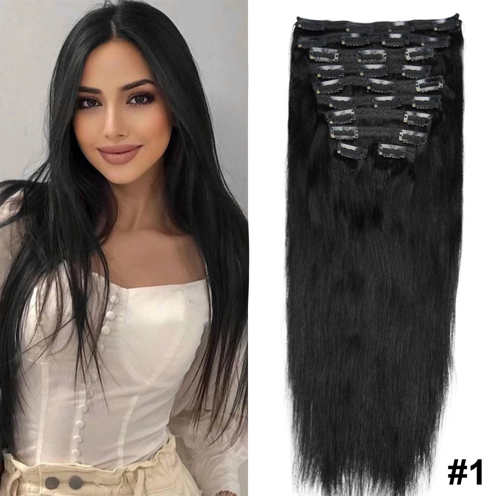 Doreen 160G 200G 240G Volume Series Brazilian Machine Remy Straight Clip In Human Hair Extensions  Full Head 10Pcs 16 to 24 Inch