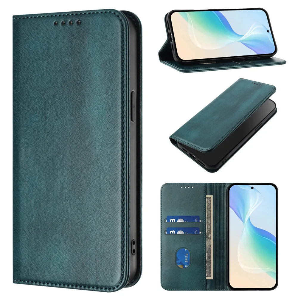 Leather Phone Case For Samsung Galaxy A06 A16 A14 A15 4g 5g A05S A05 A25 A35 A55 A56 A36 A26 A34 A54 Card Slot Flip Wallet Cover