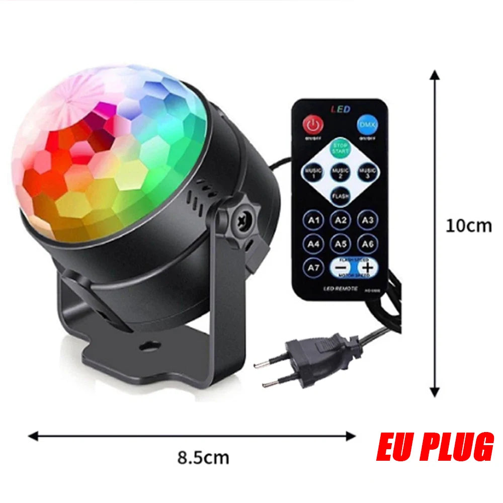 LED Stage Disco Light Rotating DJ Ball Strobe Colorful Magic Dance Car Ambient RGB Christmas Gift Party Club Car Laser Show Lamp