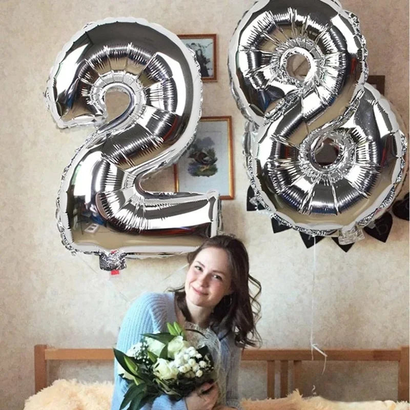32/40 Inch 0-9  Number Balloons Big Foil Birthday Balloon Helium Child Adult Happy Birthday Wedding Party Decorations Supplies