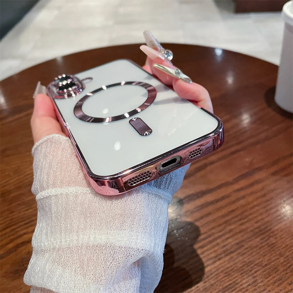 Luxury Clear Plating Magnetic Phone Case for Samsung Galaxy S25 S24 S23 FE S22 S21 S20 Plus Note 20 Ultra A55 A35 A15 A05 Cover