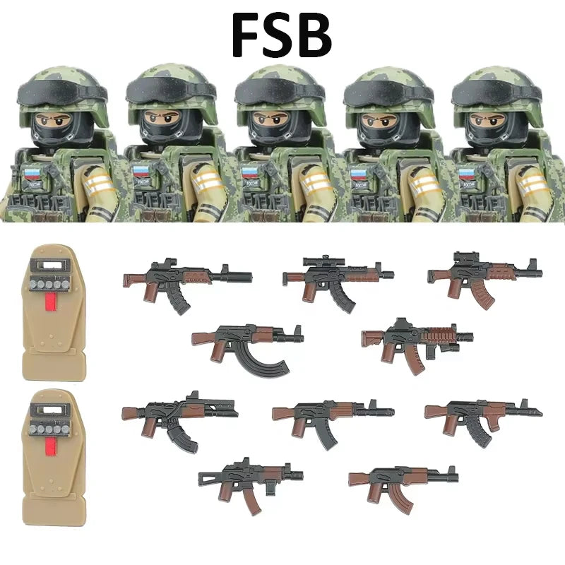 Military Army Figures Building Blocks SWAT Ghost Commando Special Forces Soldier Weapons Gun Hat Shield Belt AK Mini Bricks Toy