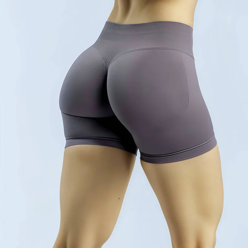 HISTELLO Sports Shorts Low Ribbed Band Scrunch Booty Workout Gym Shorts Running Seamless Leggings Yoga Women Sports Leggings