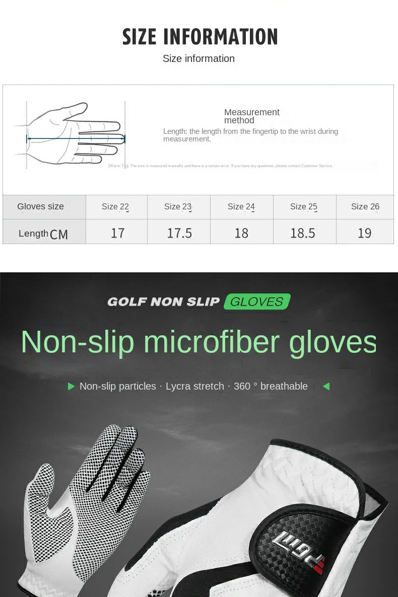 PGM Professional Golf Gloves Microfiber Cloth Fabric Breathable Non-Slip Gloves Club Swing Putting Training Gloves