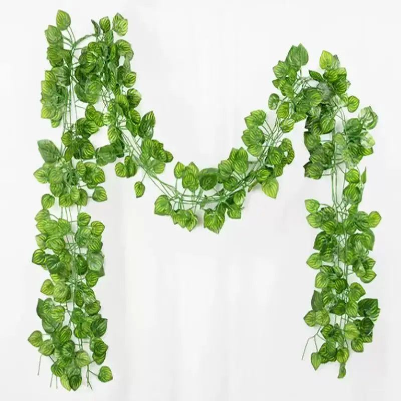 2.1M Green Ivy Leaf Hanging Vine Artificial Garland Silk Wall Plant Home Garden Decoration Wedding Party DIY Fake Wreath Leaves