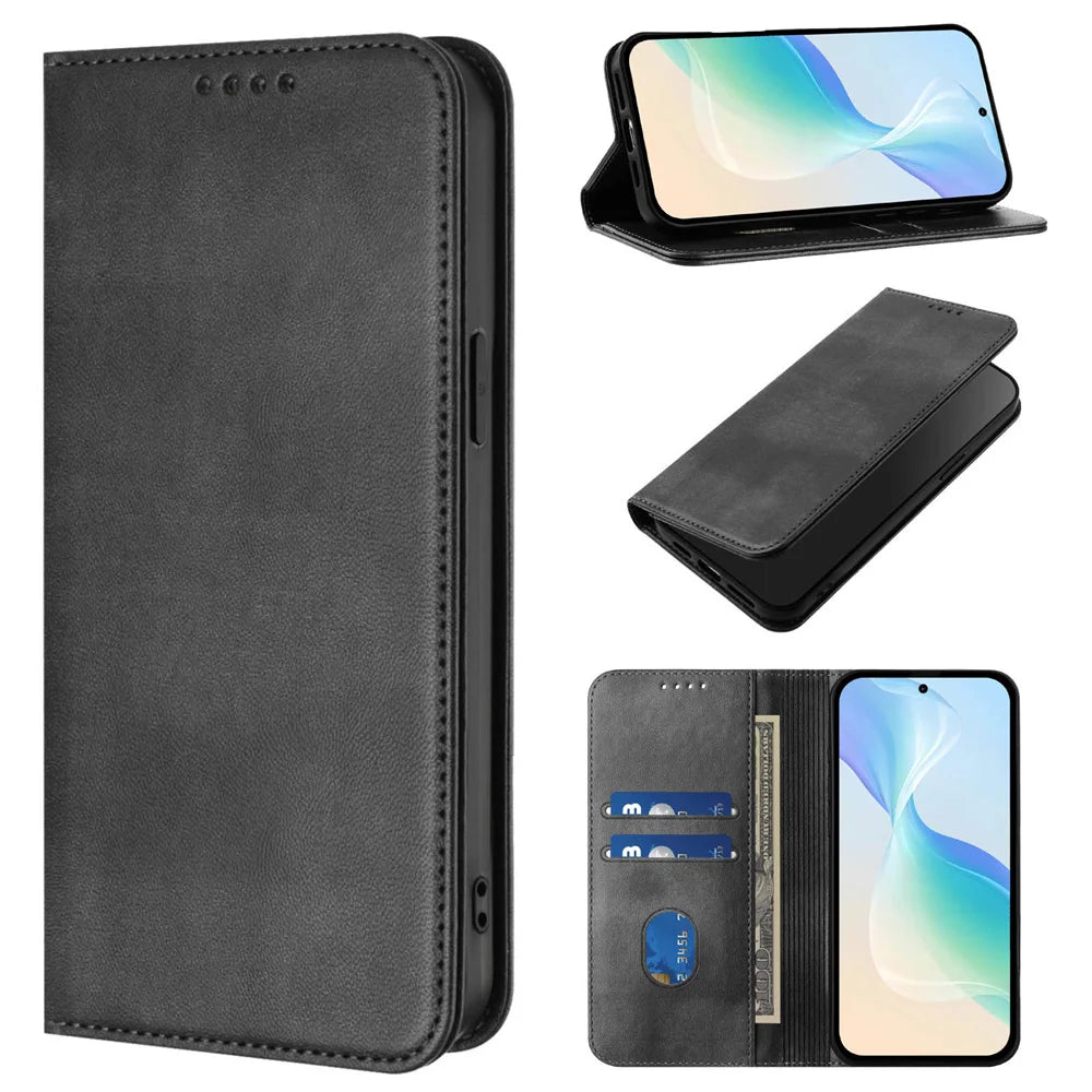 Leather Phone Case For Samsung Galaxy A06 A16 A14 A15 4g 5g A05S A05 A25 A35 A55 A56 A36 A26 A34 A54 Card Slot Flip Wallet Cover