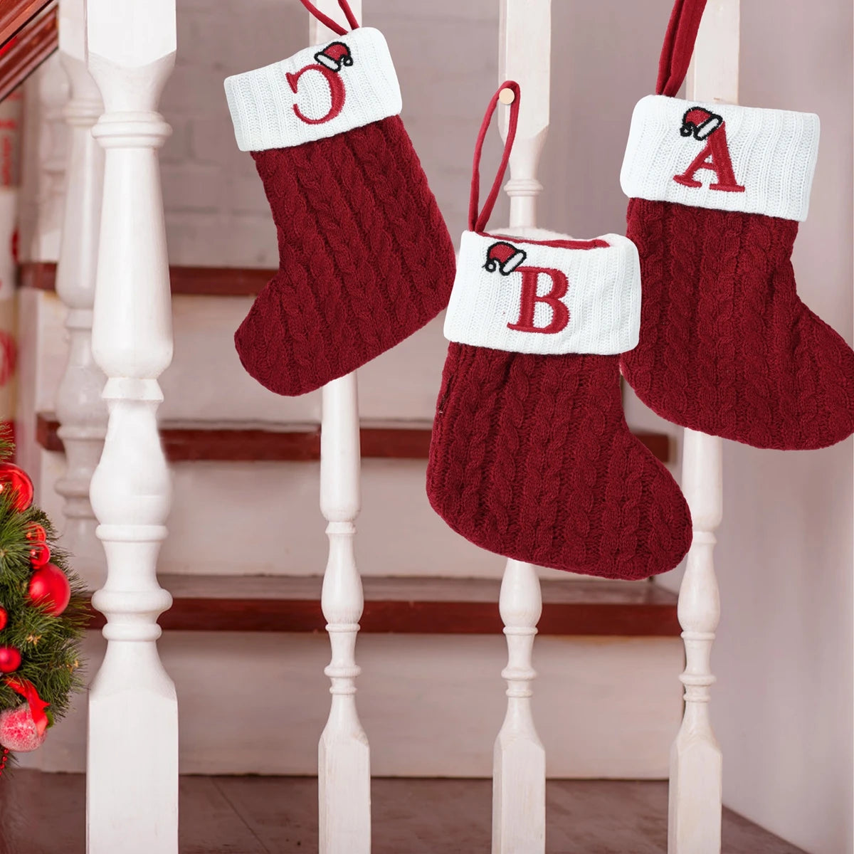 Christmas Alphabet Knitting Socks Christmas Tree Ornaments Christmas Decorations For Home 2025 Noel New Year 2026 Xmas Gift