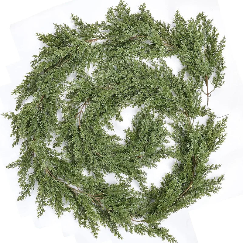 6.2FTArtificial Norfolk Pine Garlands Real Touch Christmas Cypress Greenery Vine for Table Mantle Xmas Home Decoration