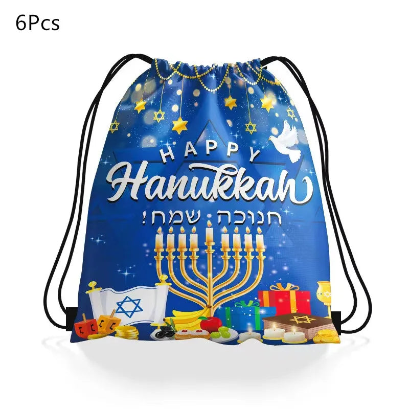 Jewish Hanukkah Balloon Banner Supplies Chanukah Disposable Tableware Cup Plate Napkins Happy Chanukah Festival Party Decoration
