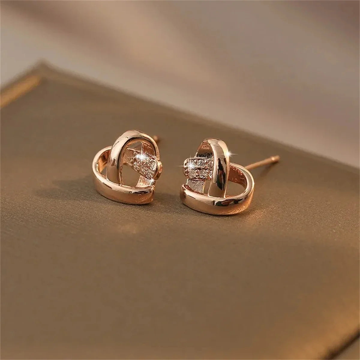 2pcs Fashion Eternity Love Zircon Ear Stud for Women Girls,Gold Color Heart Tragus Cartilage Earrings Chic Wedding Jewelry