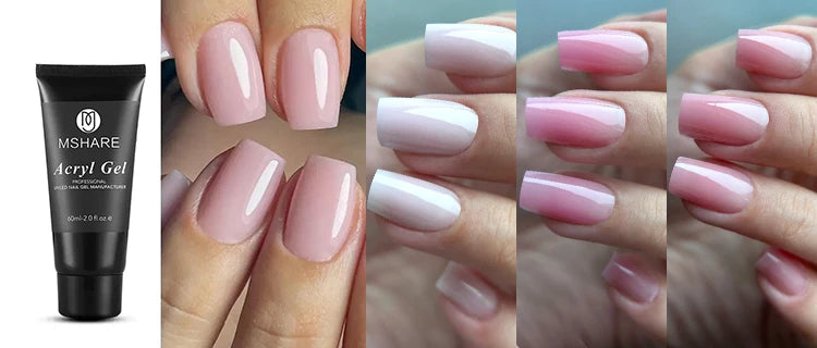 MSHARE Poly Nails Acryl Gel 60ml Builder UV Led Acrylgel Nails Extensions Acrylic Pink White Clear Acrylatic Hema Tpo Free Gel