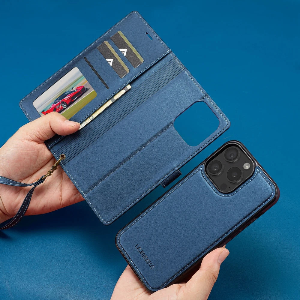 2in1 Removable Flip Leather Wallet Case Magnetic Phone Cover For iPhone 17 Air 15 Pro Max 14 Plus 16 13 12 11 SE 2022 Cards Solt