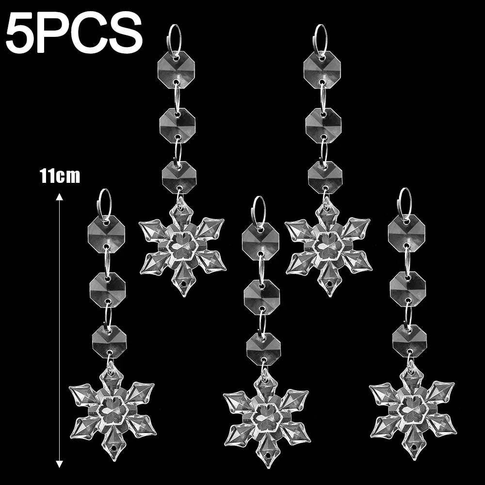 24/5PCS Crystal Clear Snowflake Icicle Pendants Acrylic Christmas Tree Ornament Christmas Holiday Home Party Hanging Decorations