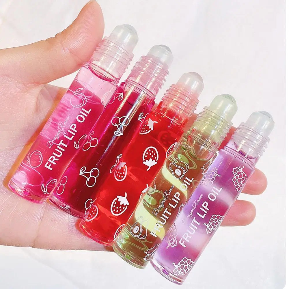 6 Colors Roll-on Fruit Essence Lip Balm Lip Oil Lip Moisturizing Mirror Primer Lip Lipstick Hydrating random Gloss Transparent