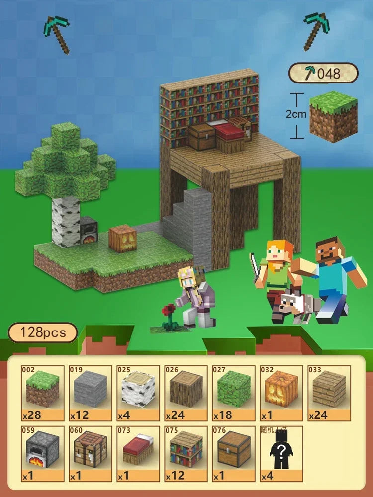 Magnetic Building Blocks Mine World Magnet Cube Set for Boy Girl Kid Age 3+ DIY Model Children Stem STEM Sensory Toy Gift