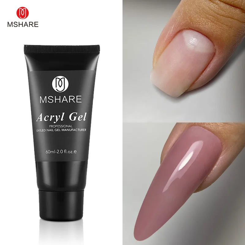 MSHARE Poly Nails Acryl Gel 60ml Builder UV Led Acrylgel Nails Extensions Acrylic Pink White Clear Acrylatic Hema Tpo Free Gel