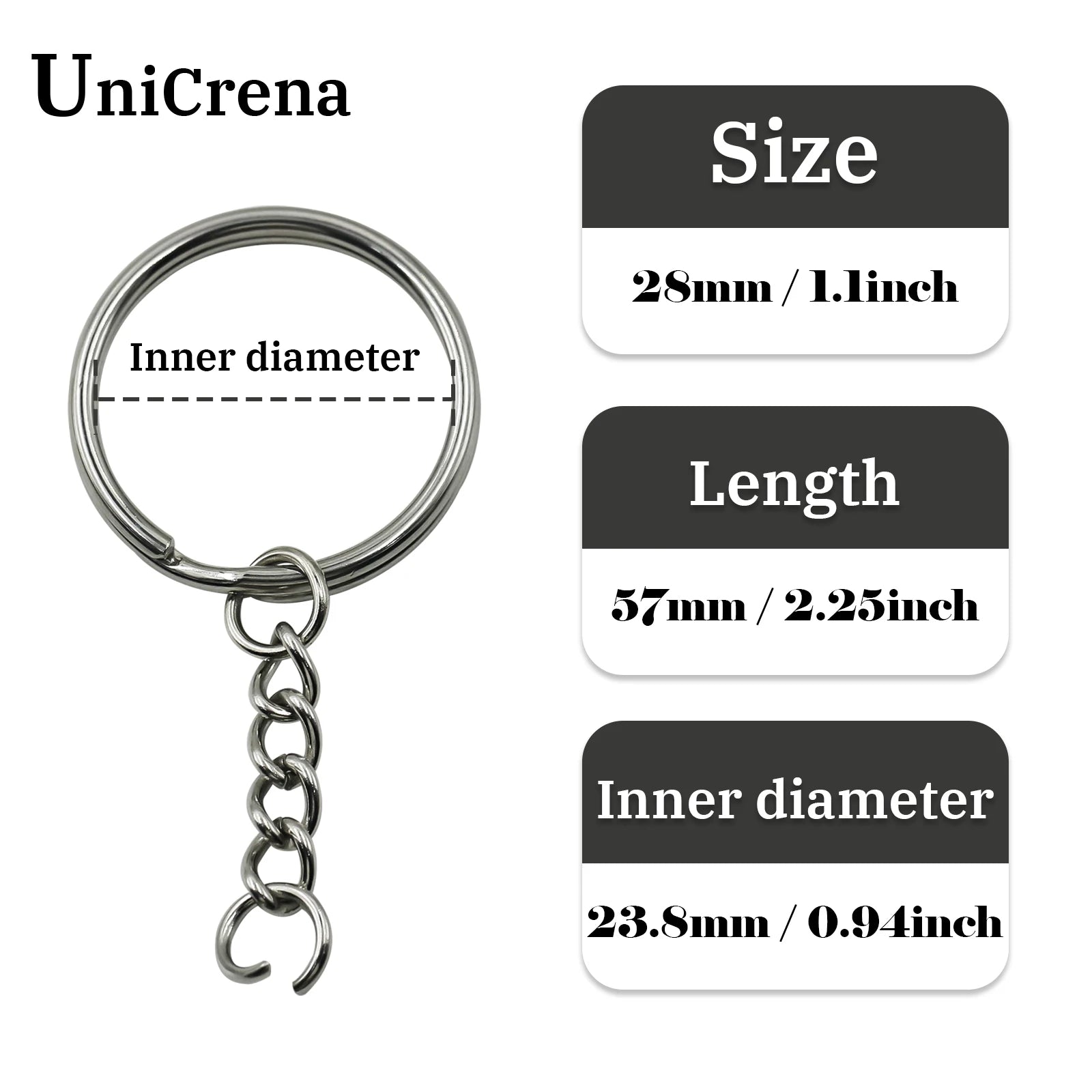 UniCrena Split Ring Stainless Steel Key Ring with Chain and Jump Rings Keychain for DIY Crafts, Jewelry Making, Dog Tags Bulk
