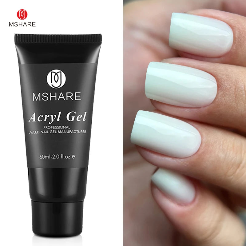 MSHARE Poly Nails Acryl Gel 60ml Builder UV Led Acrylgel Nails Extensions Acrylic Pink White Clear Acrylatic Hema Tpo Free Gel