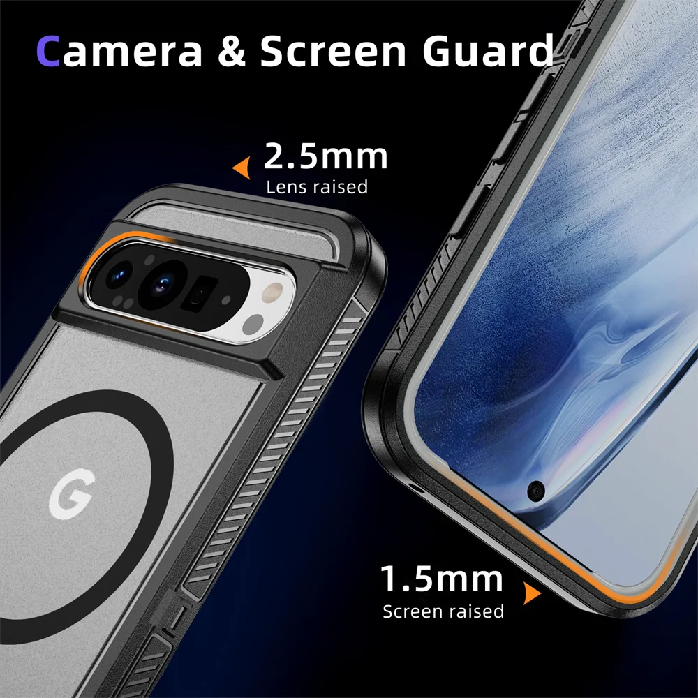 Luxury Folding Stand Magnetic Armour Phone Case For Google Pixel 9 8 Pro XL 8A Shockproof Hybrid PC Protective Military Cover