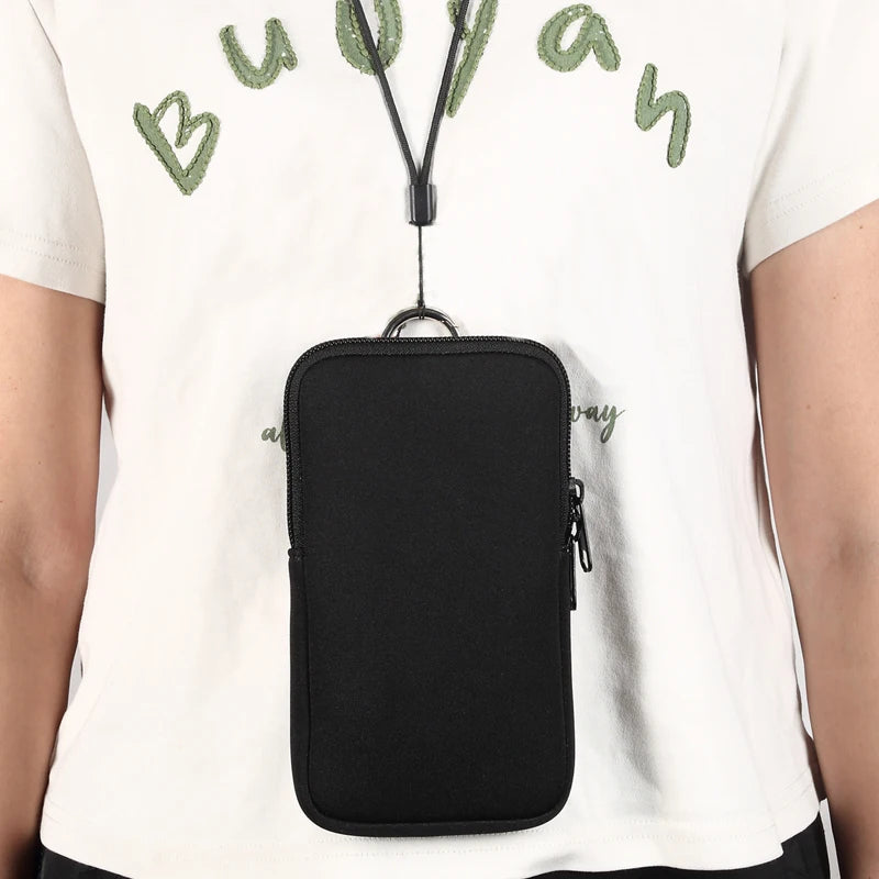 Cell Phone Pouch For iphone Samsung Motorola Xiaomi Huawei Smartphone Stretch Material Zipper Sleeve Hanging Waist bag Universal