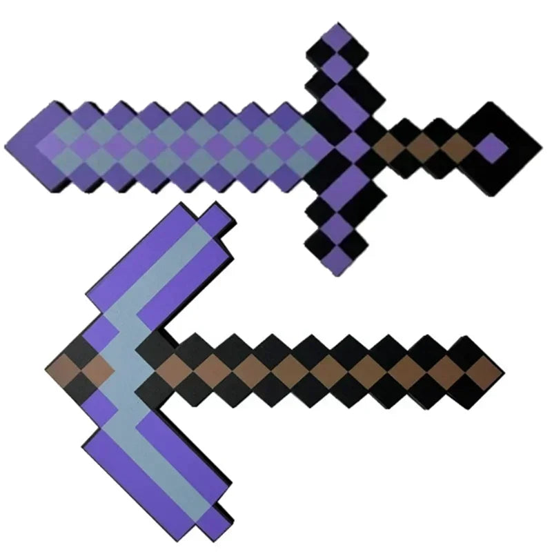 Hot Minecrafte 2pcs/set Design Figure Blue Diamond Sword Soft EVA Foam Action Figure Model Toy Ax Shovel Kits Toy For Fans Gift