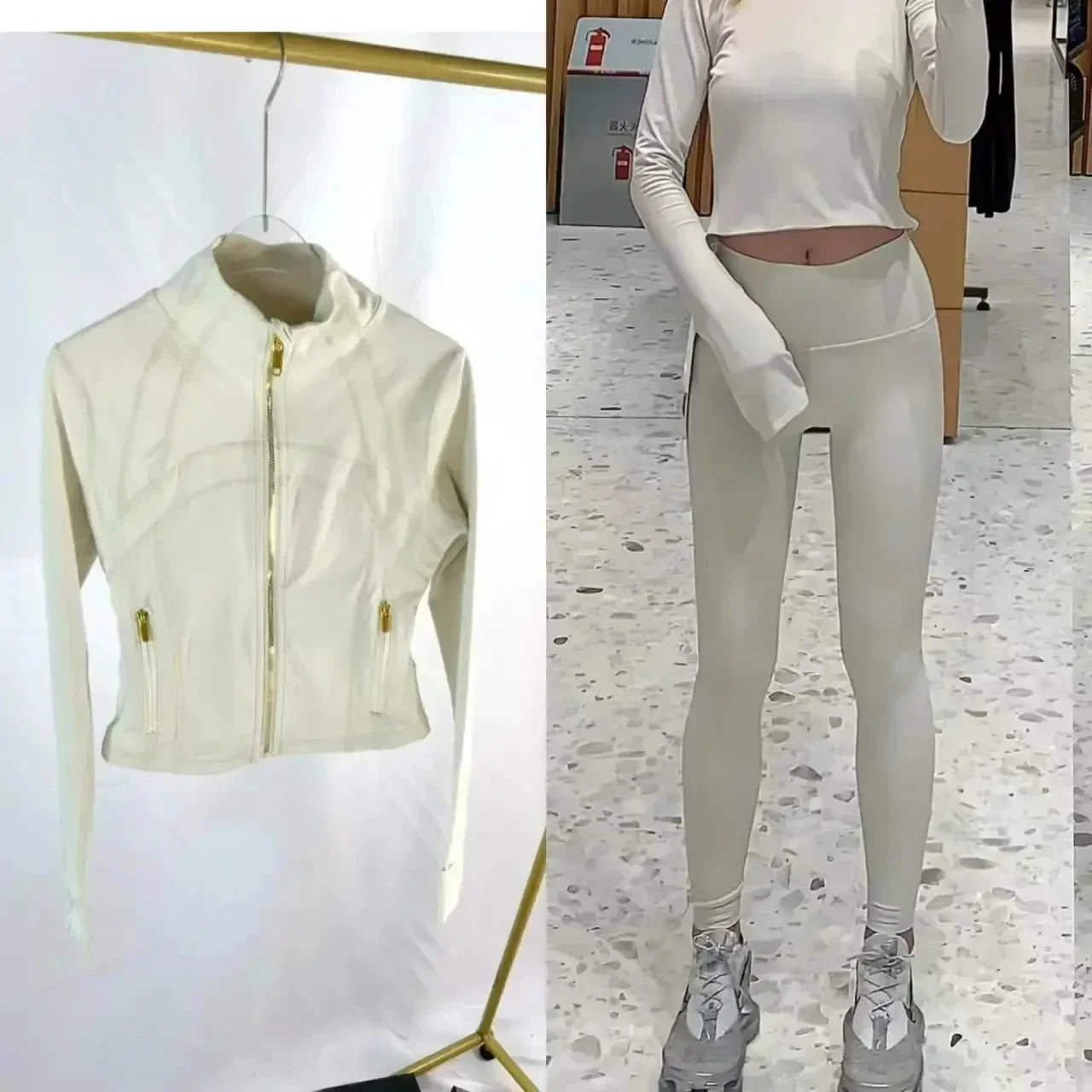 2025 Gold Label Short Sport Jacket Set Women's Yoga Clothes Slimming Fitness Jacket Active Wear Exercise Clothing Female