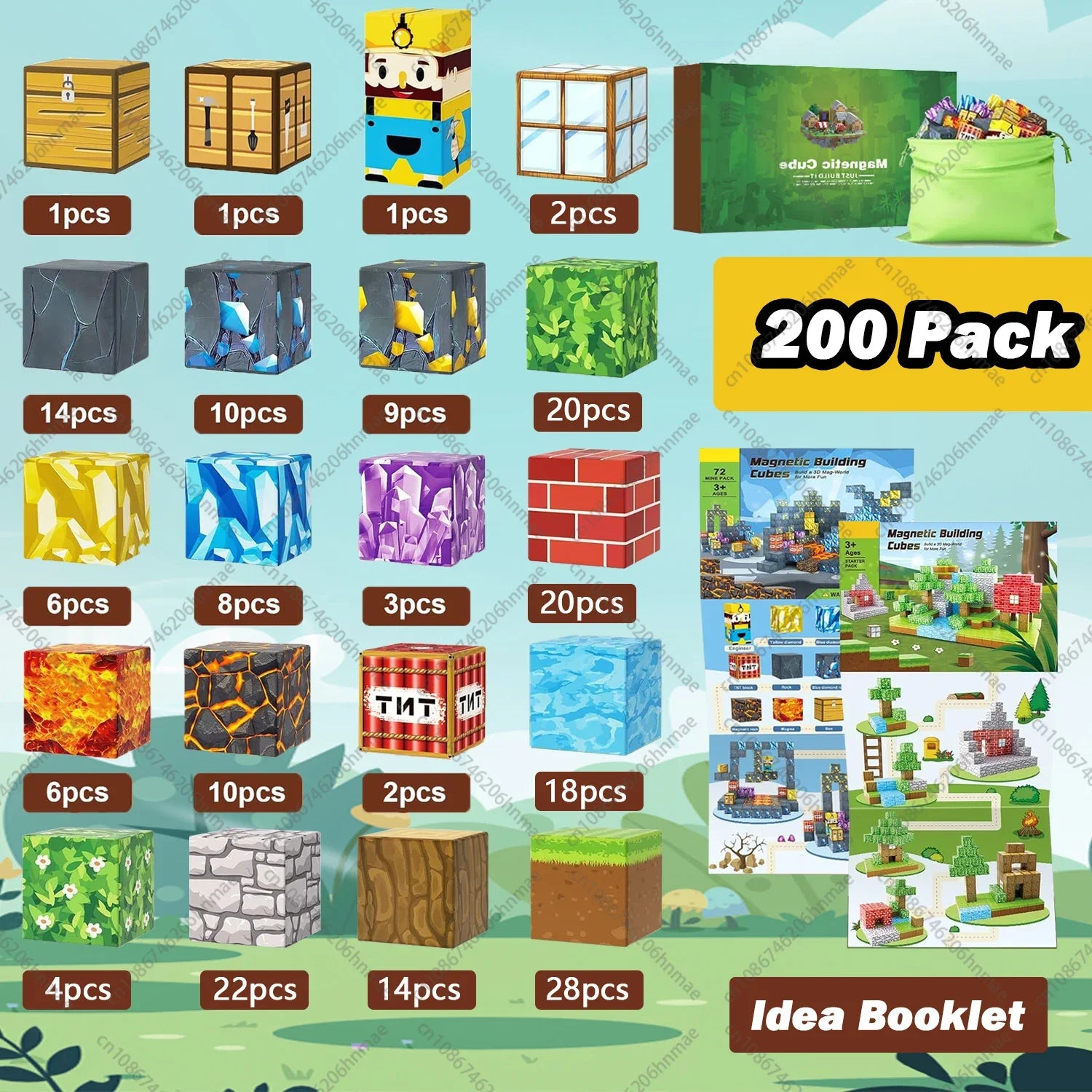 Magnetic Building Blocks Mine World Montessori Educational STEM Sensory Toy for Magnet Cube Kids Boys Girls Ages 3+ DIY Toy Gift