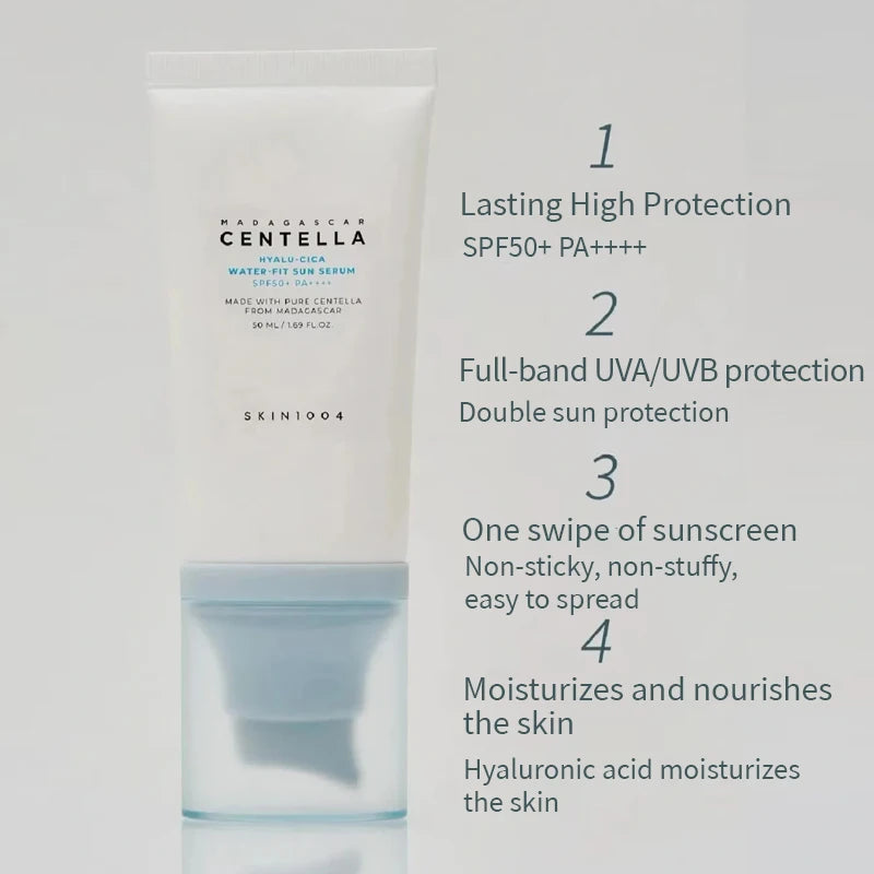 Korean Centella Hyalu-Cica Moisture Cream and Facial Hyalu Cica Water-Fit Sun Serum SPF50 Sunscream Protection Skincare Product