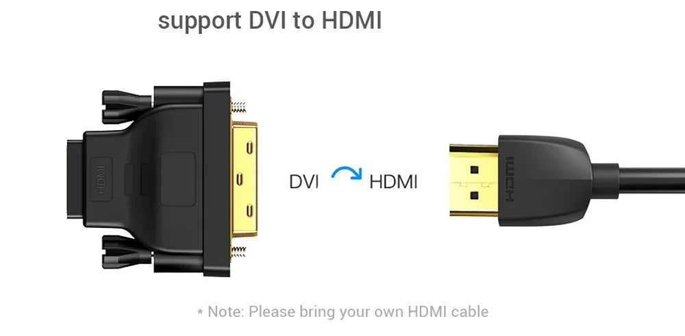 DVI to HDMI Adapter DVI 24+1 to HDMI-Compatible Plated Plug DVI Male to HDMI-compatible Video Converter for PC HDTV Projector