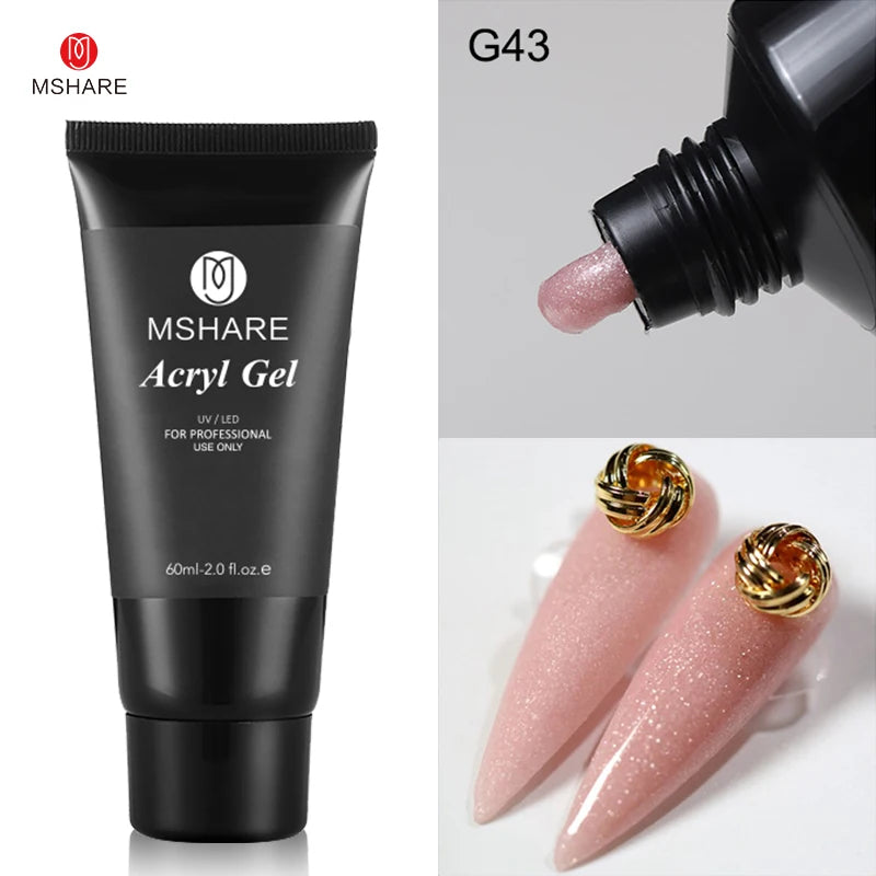 MSHARE Poly Nails Acryl Gel 60ml Builder UV Led Acrylgel Nails Extensions Acrylic Pink White Clear Acrylatic Hema Tpo Free Gel