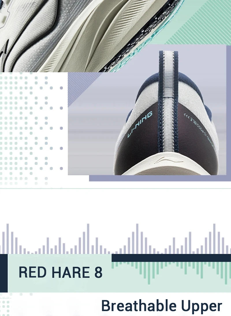 Li-Ning Men RED HARE 8 Racing Running Shoes LIGHT FOAM ULTRA Reflective Cushion Stable Shoes LiNing Light Sneakers ARPV001