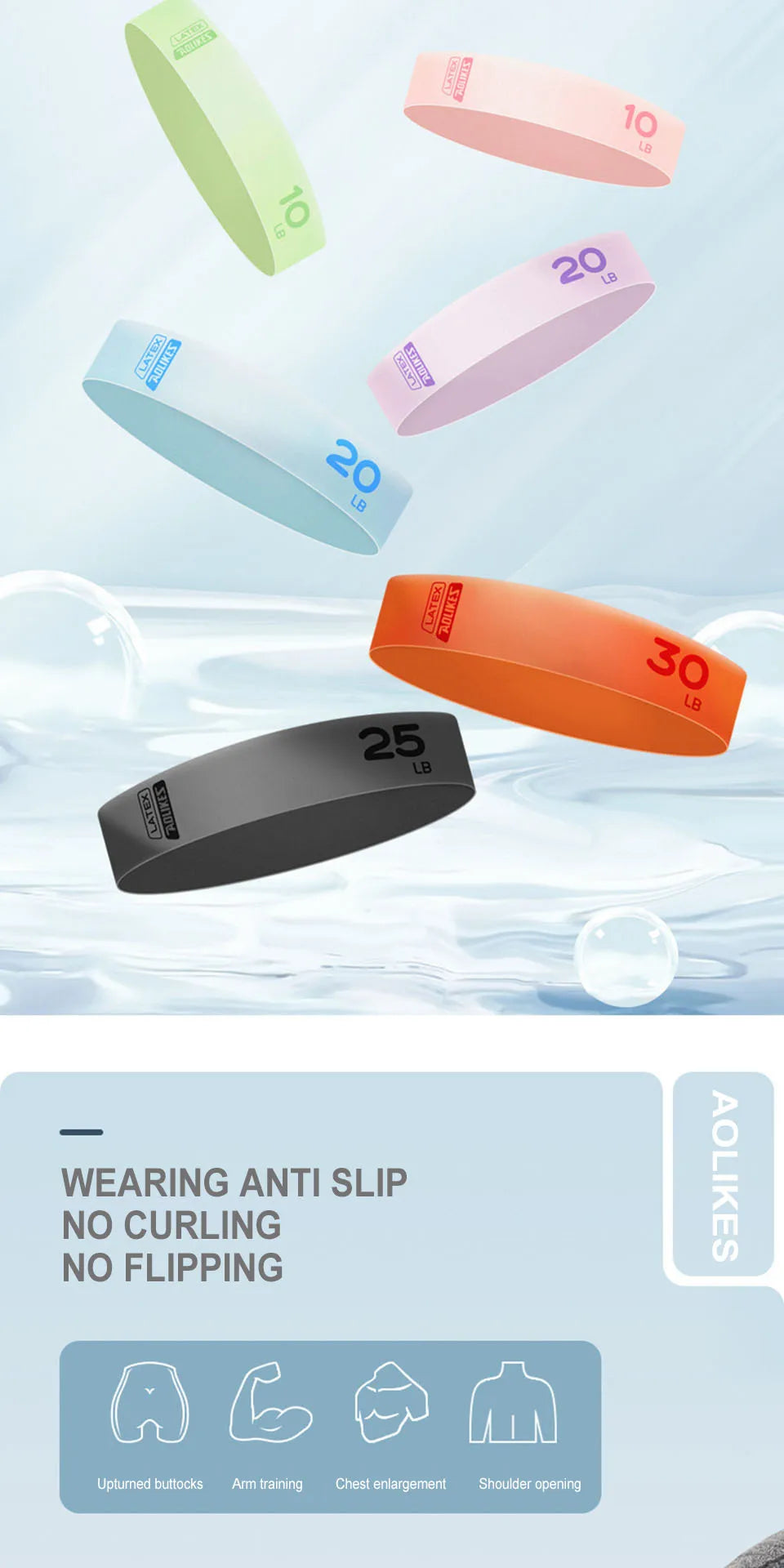 AOLIKES 1PCS Fitness Elastic Resistance Bands Home training yoga sport resistance bands Stretching Pilates Crossfit Workout Gym