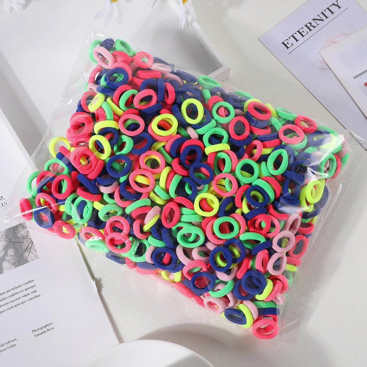 100PCS Colorful Basic Nylon Ealstic Hair Ties for Girls Children Ponytail Hold Scrunchie Rubber Band Kids Basic Hair Accessories