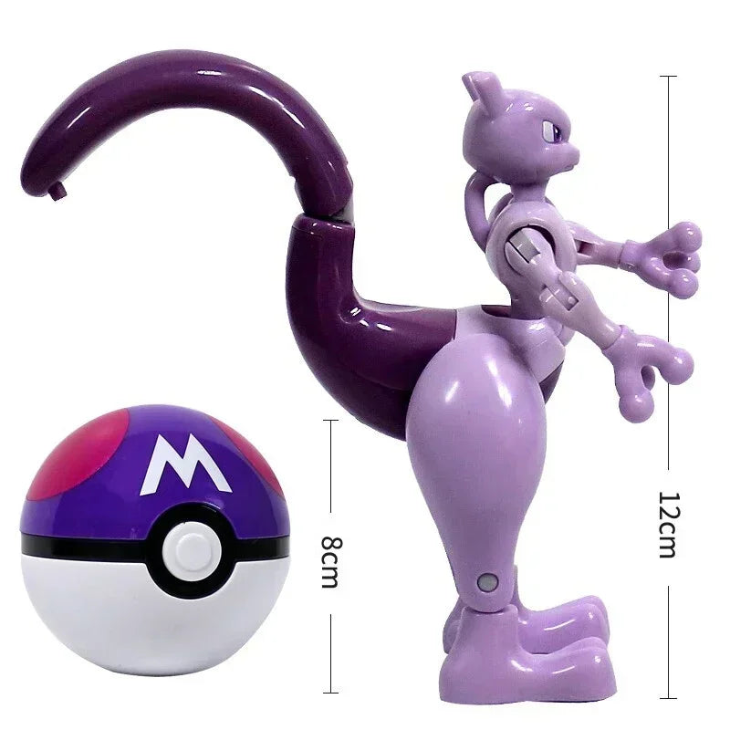 Pokemon Ball Deform Mewtwo Figure Pokeball Action Figurine Pikachu Charizard Gengar Blastoise Greninja Eevee Poke Child Toy Set