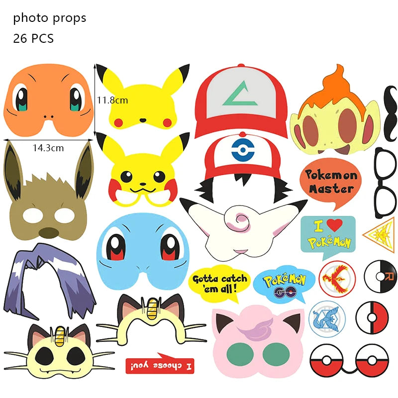 Pokemon Birthday Party Decoration New Pikachu Latex Foil Balloon Kids Disposable Tableware Event Supplies Backdrop Child Gift